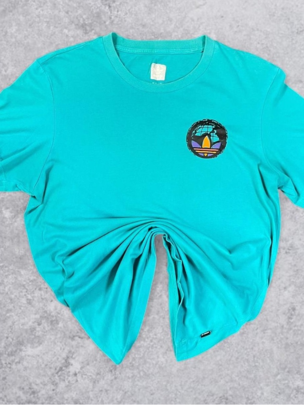 Adidas Skateboarding Graphic T Shirt Teal Trefoil Logo Mens Medium